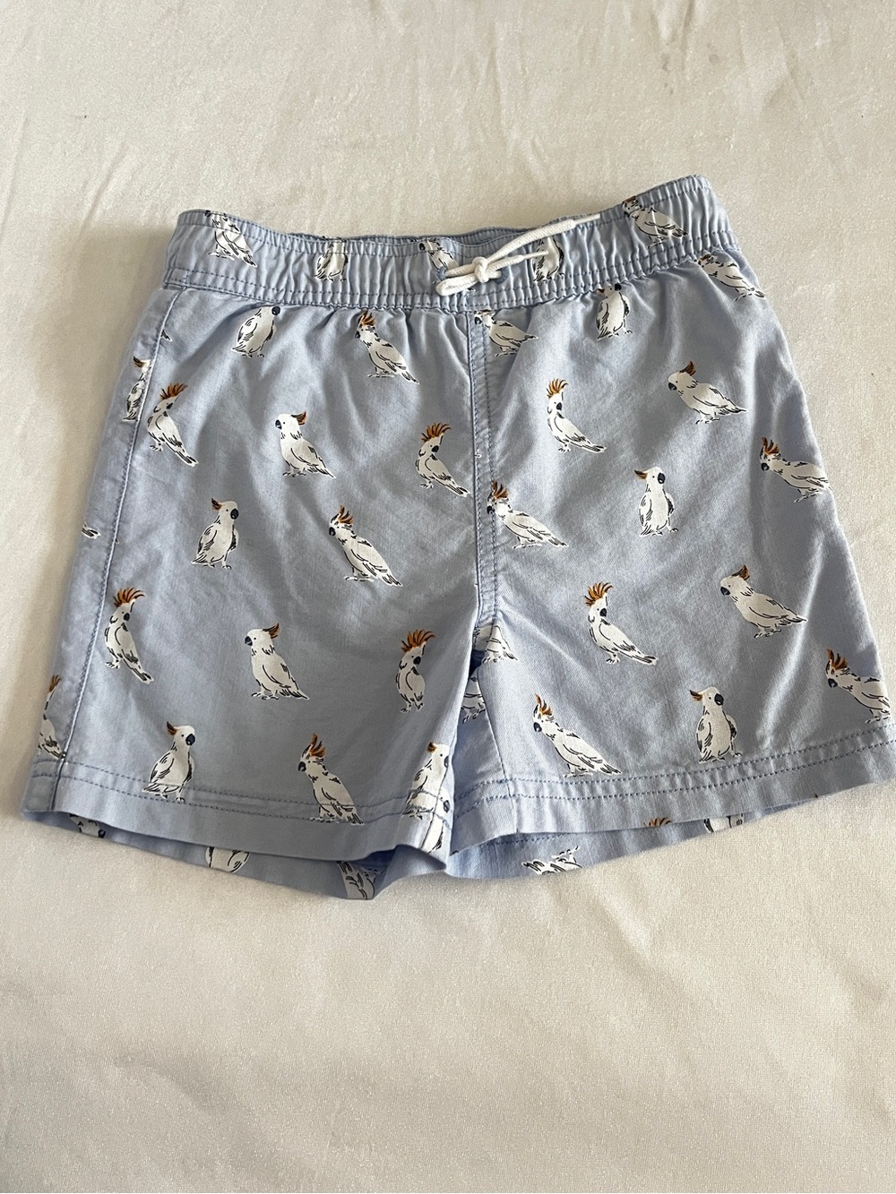 Janie And Jack Cockatoo Swim Trunk Blue & White With Built-In Liner Shorts Sz 5